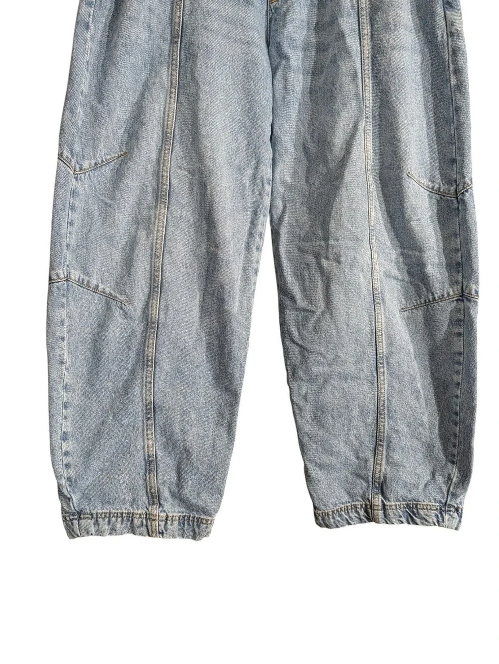 Scoop Barrel Leg Jeans Women's Medium (8/10) Light Wash Pull-On Drawstring Denim - Picture 4 of 8